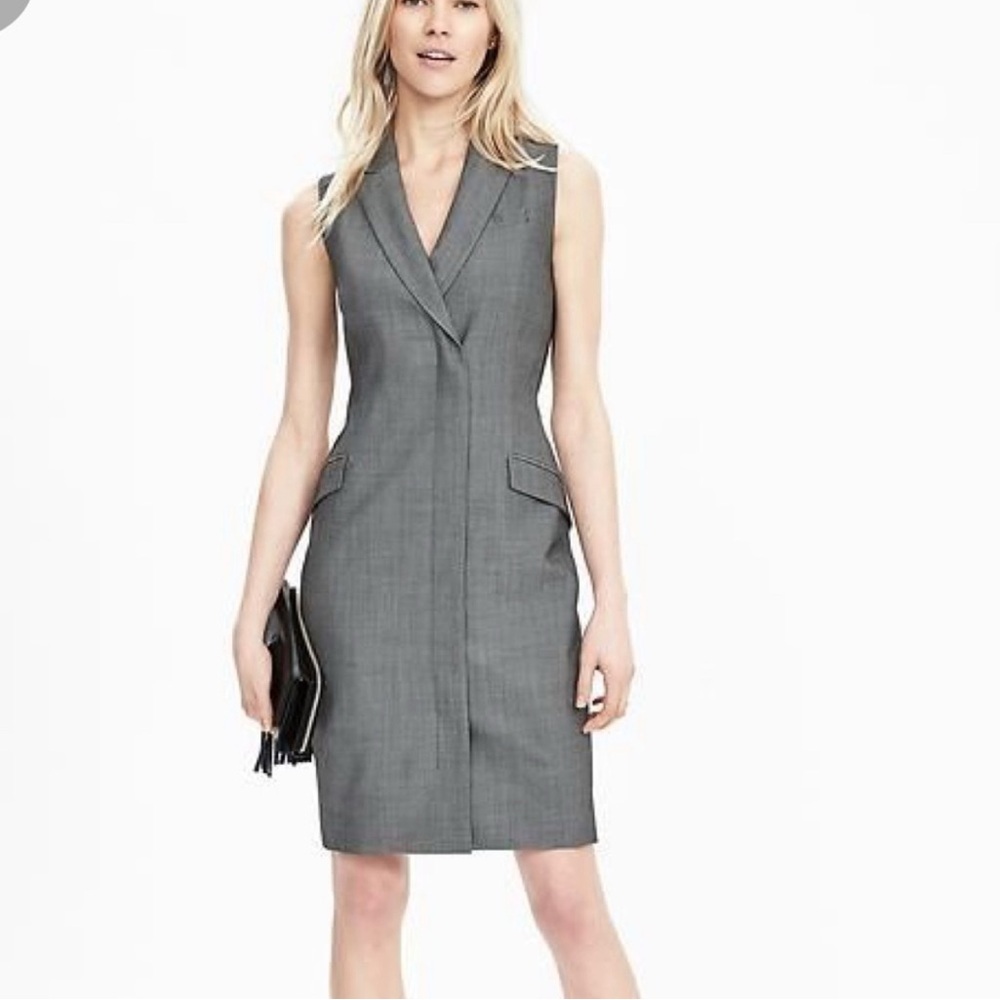 Banana Republic Gray Midi Blazer Dress
